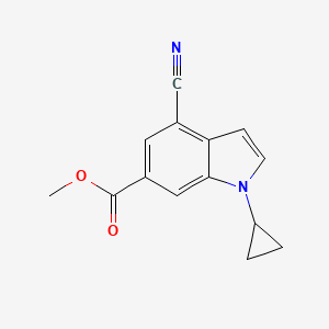 molecular formula C14H12N2O2 B8147103 Methyl 4-cyano-1-cyclopropyl-1H-indole-6-carboxylate 
