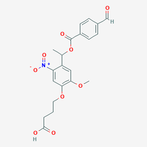 molecular formula C21H21NO9 B8147111 4-(4-(1-((4-Formylbenzoyl)oxy)ethyl)-2-methoxy-5-nitrophenoxy)butanoic acid 