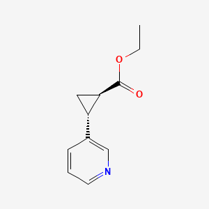 molecular formula C11H13NO2 B8147126 rel-(1R,2R)-Ethyl 2-(pyridin-3-yl)cyclopropanecarboxylate 