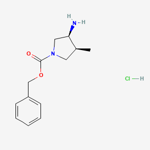 molecular formula C13H19ClN2O2 B8147147 (3S,4S)-Benzyl 3-amino-4-methylpyrrolidine-1-carboxylate hydrochloride 
