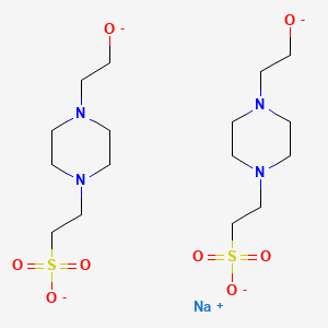 molecular formula C16H32N4NaO8S2-3 B8147160 Sodium;2-[4-(2-oxidoethyl)piperazin-1-yl]ethanesulfonate 