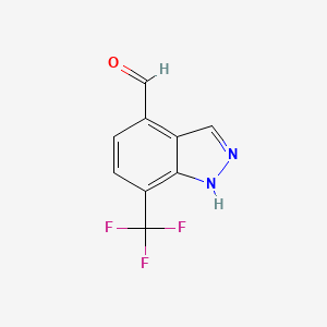 molecular formula C9H5F3N2O B8147187 7-(Trifluoromethyl)-1H-indazole-4-carbaldehyde 