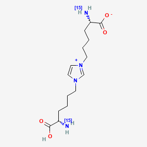 molecular formula C15H26N4O4 B8147244 (2S)-2-(15N)azanyl-6-[3-[(5S)-5-(15N)azanyl-5-carboxypentyl]imidazol-1-ium-1-yl]hexanoate 