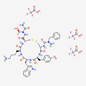 molecular formula C51H61F9N10O15S2 B8147291 H-D-Phe-Cys(1)-Tyr-D-Trp-Lys-Cys(1)-Thr-NH2.3TFA 