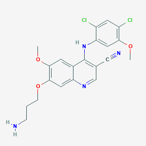 molecular formula C21H20Cl2N4O3 B8147326 7-(3-Aminopropoxy)-4-(2,4-dichloro-5-methoxyanilino)-6-methoxyquinoline-3-carbonitrile 