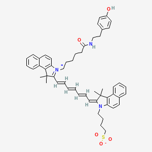 molecular formula C53H59N3O5S B8147365 4-[(2E)-2-[(2E,4E,6E)-7-[3-[6-[2-(4-hydroxyphenyl)ethylamino]-6-oxohexyl]-1,1-dimethylbenzo[e]indol-3-ium-2-yl]hepta-2,4,6-trienylidene]-1,1-dimethylbenzo[e]indol-3-yl]butane-1-sulfonate 