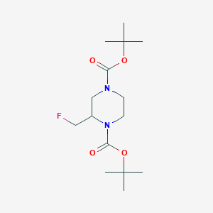 molecular formula C15H27FN2O4 B8147659 2-Fluoromethyl-piperazine-1,4-dicarboxylic acid di-tert-butyl ester 