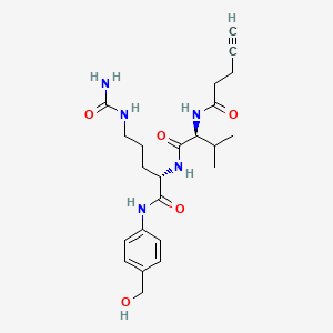molecular formula C23H33N5O5 B8147733 (2S)-5-(carbamoylamino)-N-[4-(hydroxymethyl)phenyl]-2-[[(2S)-3-methyl-2-(pent-4-ynoylamino)butanoyl]amino]pentanamide 