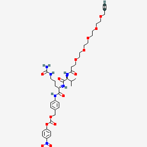 molecular formula C39H54N6O14 B8147752 [4-[[(2S)-5-(carbamoylamino)-2-[[(2S)-3-methyl-2-[3-[2-[2-[2-(2-prop-2-ynoxyethoxy)ethoxy]ethoxy]ethoxy]propanoylamino]butanoyl]amino]pentanoyl]amino]phenyl]methyl (4-nitrophenyl) carbonate 
