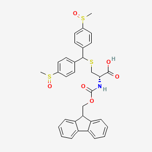 molecular formula C33H31NO6S3 B8147813 (2S)-3-[bis(4-methylsulfinylphenyl)methylsulfanyl]-2-(9H-fluoren-9-ylmethoxycarbonylamino)propanoic acid 