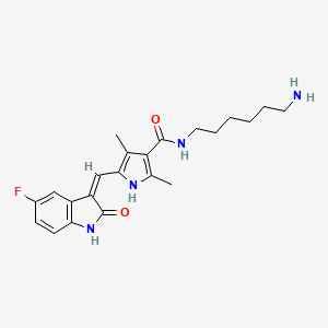 molecular formula C22H27FN4O2 B8147848 N-(6-aminohexyl)-5-[(Z)-(5-fluoro-2-oxo-1H-indol-3-ylidene)methyl]-2,4-dimethyl-1H-pyrrole-3-carboxamide 