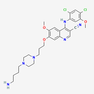 molecular formula C29H36Cl2N6O3 B8147863 7-[3-[4-(4-Aminobutyl)piperazin-1-yl]propoxy]-4-(2,4-dichloro-5-methoxyanilino)-6-methoxyquinoline-3-carbonitrile 