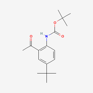 molecular formula C17H25NO3 B8148332 tert-butyl N-(2-acetyl-4-tert-butylphenyl)carbamate 