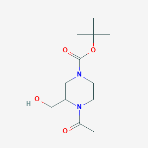 molecular formula C12H22N2O4 B8148339 Tert-butyl 4-acetyl-3-(hydroxymethyl)piperazine-1-carboxylate 