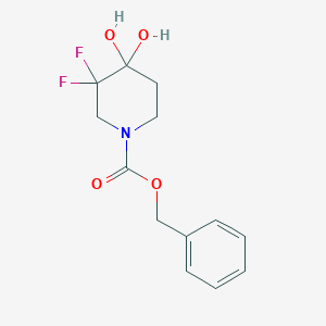 molecular formula C13H15F2NO4 B8148406 benzyl 3,3-Difluoro-4,4-dihydroxypiperidine-1-carboxylate 