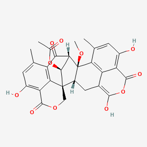 molecular formula C29H24O11 B8148546 [(1R,2R,13S,14S,24S)-5,9,19-trihydroxy-13-methoxy-11,17-dimethyl-7,15,21-trioxo-6,22-dioxaheptacyclo[12.9.1.11,16.14,8.02,13.012,26.020,25]hexacosa-4,8,10,12(26),16(25),17,19-heptaen-24-yl] acetate 