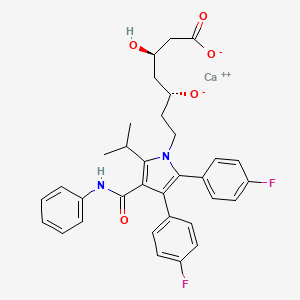 molecular formula C33H32CaF2N2O5 B8148696 calcium;(3R,5R)-7-[2,3-bis(4-fluorophenyl)-4-(phenylcarbamoyl)-5-propan-2-ylpyrrol-1-yl]-3-hydroxy-5-oxidoheptanoate 