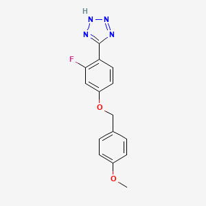 molecular formula C15H13FN4O2 B8148721 5-[2-Fluoro-4-(4-methoxybenzyloxy)-phenyl]-1H-tetrazole 