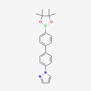 molecular formula C21H23BN2O2 B8148739 1-[4'-(4,4,5,5-tetramethyl-1,3,2-dioxaborolan-2-yl)biphenyl-4-yl]-1H-pyrazole 