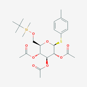 molecular formula C25H38O8SSi B8148745 1-S-tolyl-2,3,4-tri-OAcetyl-6-O-tertbutyldimethylsilyl-alpha-D-Glucopyranoside 