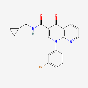molecular formula C19H16BrN3O2 B8148858 1-(3-Bromophenyl)-N-(cyclopropylmethyl)-4-oxo-1,4-dihydro-1,8-naphthyridine-3-carboxamide 