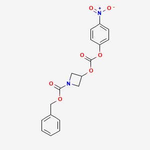 molecular formula C18H16N2O7 B8149116 Benzyl 3-(((4-nitrophenoxy)carbonyl)oxy)azetidine-1-carboxylate 