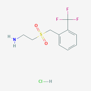 molecular formula C10H13ClF3NO2S B8149203 2-((2-(Trifluoromethyl)benzyl)sulfonyl)ethanamine hydrochloride 