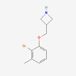 molecular formula C11H14BrNO B8149289 3-((2-Bromo-3-methylphenoxy)methyl)azetidine 