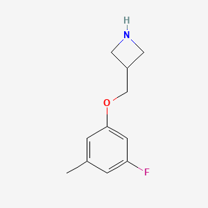 molecular formula C11H14FNO B8149355 3-((3-Fluoro-5-methylphenoxy)methyl)azetidine 