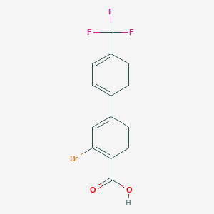 molecular formula C14H8BrF3O2 B8149422 3-Bromo-4'-(trifluoromethyl)-[1,1'-biphenyl]-4-carboxylic acid 