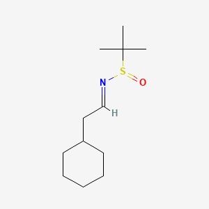 molecular formula C12H23NOS B8149426 (NE)-N-(2-cyclohexylethylidene)-2-methylpropane-2-sulfinamide 