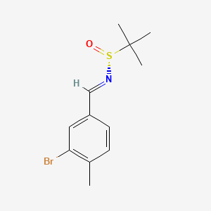 molecular formula C12H16BrNOS B8149521 (NE,R)-N-[(3-bromo-4-methylphenyl)methylidene]-2-methylpropane-2-sulfinamide 