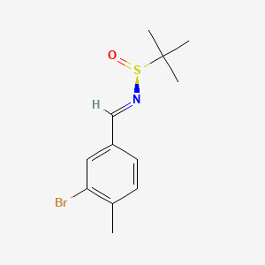 molecular formula C12H16BrNOS B8149522 (NE,S)-N-[(3-bromo-4-methylphenyl)methylidene]-2-methylpropane-2-sulfinamide 