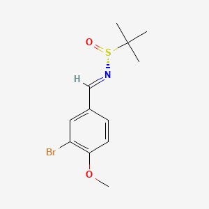 molecular formula C12H16BrNO2S B8149529 (NE,R)-N-[(3-bromo-4-methoxyphenyl)methylidene]-2-methylpropane-2-sulfinamide 