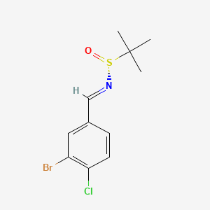 molecular formula C11H13BrClNOS B8149545 (NE,R)-N-[(3-bromo-4-chlorophenyl)methylidene]-2-methylpropane-2-sulfinamide 
