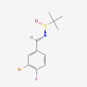 molecular formula C11H13BrFNOS B8149558 (NE,S)-N-[(3-bromo-4-fluorophenyl)methylidene]-2-methylpropane-2-sulfinamide 