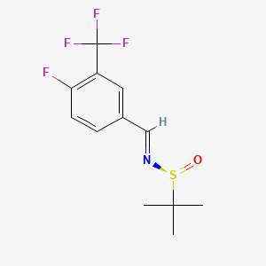 molecular formula C12H13F4NOS B8149570 (NE,S)-N-[[4-fluoro-3-(trifluoromethyl)phenyl]methylidene]-2-methylpropane-2-sulfinamide 