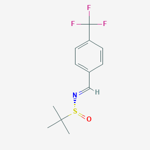 molecular formula C12H14F3NOS B8149579 (NE,R)-2-methyl-N-[[4-(trifluoromethyl)phenyl]methylidene]propane-2-sulfinamide 