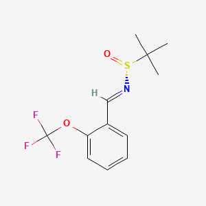 molecular formula C12H14F3NO2S B8149616 (NE,R)-2-methyl-N-[[2-(trifluoromethoxy)phenyl]methylidene]propane-2-sulfinamide 