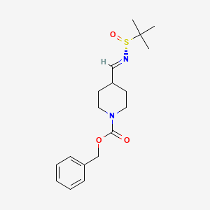 molecular formula C18H26N2O3S B8149632 benzyl 4-[(E)-[(R)-tert-butylsulfinyl]iminomethyl]piperidine-1-carboxylate 