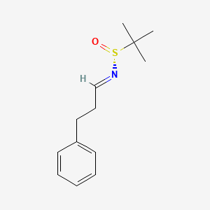 molecular formula C13H19NOS B8149652 (NE,R)-2-methyl-N-(3-phenylpropylidene)propane-2-sulfinamide 