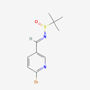 molecular formula C10H13BrN2OS B8149659 (NE,R)-N-[(6-bromopyridin-3-yl)methylidene]-2-methylpropane-2-sulfinamide 