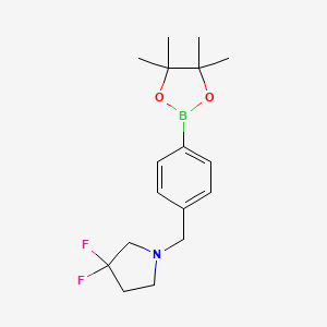 molecular formula C17H24BF2NO2 B8149668 3,3-Difluoro-1-{[4-(tetramethyl-1,3,2-dioxaborolan-2-yl)phenyl]methyl}pyrrolidine 