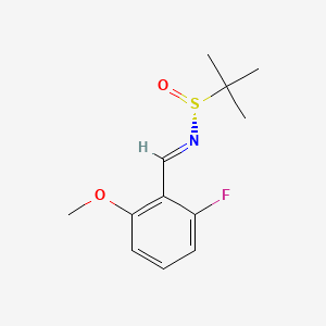 molecular formula C12H16FNO2S B8149713 (NE,R)-N-[(2-fluoro-6-methoxyphenyl)methylidene]-2-methylpropane-2-sulfinamide 