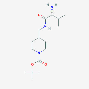 molecular formula C16H31N3O3 B8149813 (R)-tert-butyl 4-((2-amino-3-methylbutanamido)methyl)piperidine-1-carboxylate 