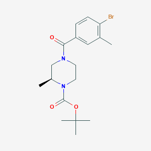 molecular formula C18H25BrN2O3 B8149908 (S)-tert-butyl 4-(4-bromo-3-methylbenzoyl)-2-methylpiperazine-1-carboxylate 