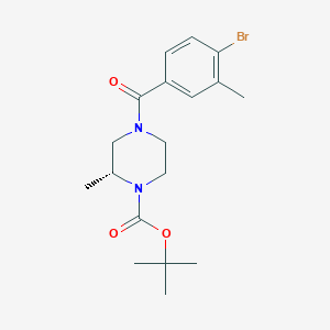 molecular formula C18H25BrN2O3 B8149909 (R)-tert-butyl 4-(4-bromo-3-methylbenzoyl)-2-methylpiperazine-1-carboxylate 