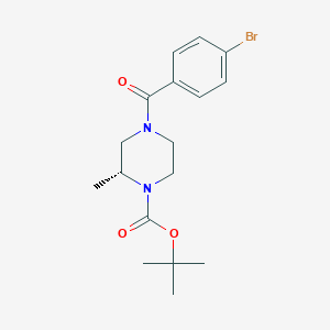 molecular formula C17H23BrN2O3 B8149911 (R)-tert-butyl 4-(4-bromobenzoyl)-2-methylpiperazine-1-carboxylate 