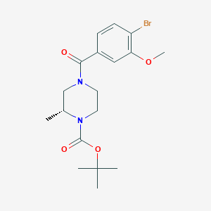 molecular formula C18H25BrN2O4 B8149913 (R)-tert-butyl 4-(4-bromo-3-methoxybenzoyl)-2-methylpiperazine-1-carboxylate 