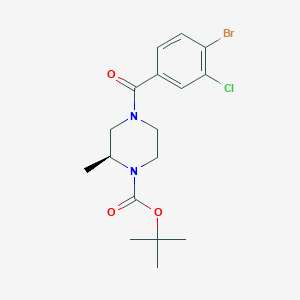 molecular formula C17H22BrClN2O3 B8149919 (S)-tert-butyl 4-(4-bromo-3-chlorobenzoyl)-2-methylpiperazine-1-carboxylate 
